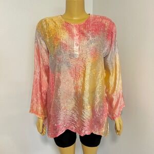 Vintage Betty D Tie Dye Sequin Tunic Top Rayon One Size Women XL